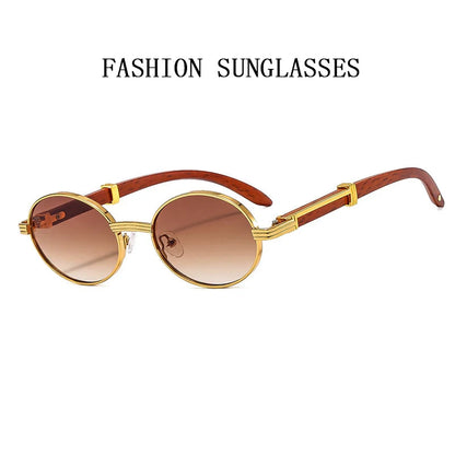 Wooden Vintage Oval Designer Glasses - GOLD DISTRO 